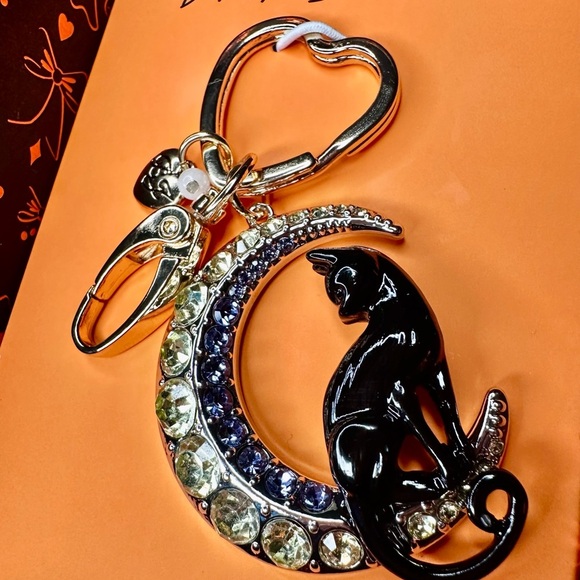 Betsey Johnson Cat Moon Bag Charm Keychain - Picture 3 of 7